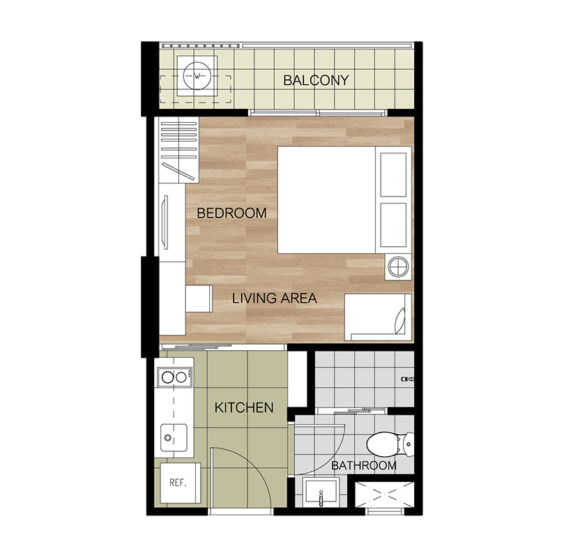 คอนโด หัวหิน ติดทะเล ลา กาซิต้า หัวหิน (La Casita) 1 ห้องนอน 1 ห้องน้ำ A