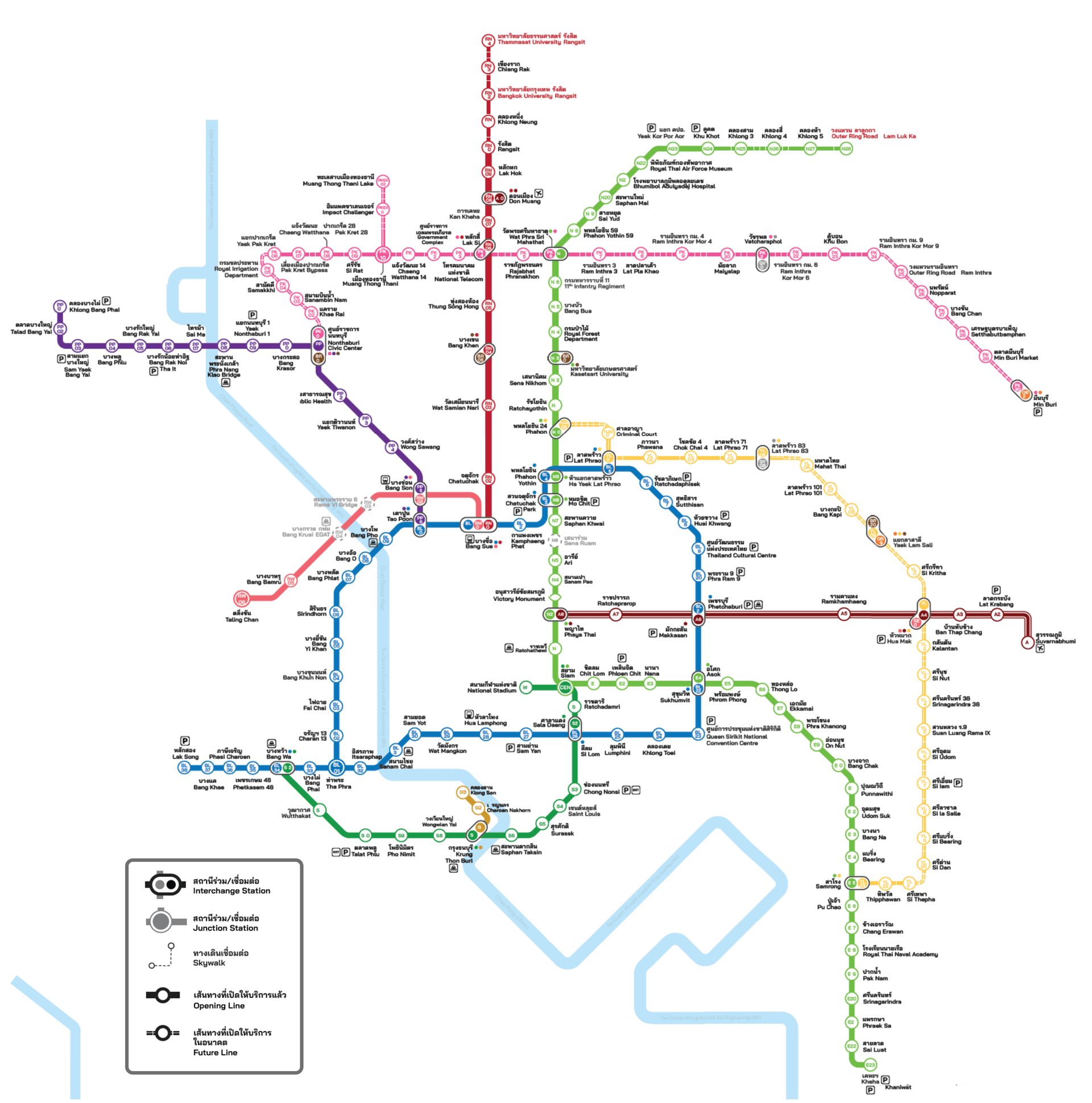 แผนที่รถไฟฟ้า BTS MRT ทั้งฝั่งกรุงเทพฯ และปริมณฑล