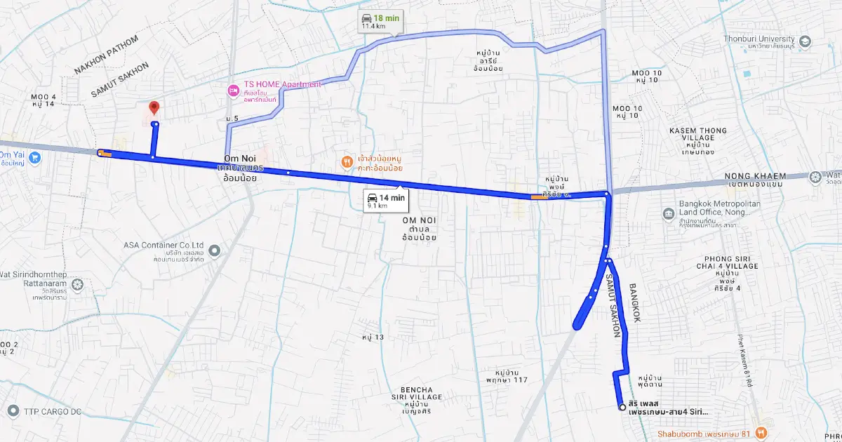 ทาวน์โฮมเพชรเกษม โครงการสิริ เพลส เพชรเกษม - สาย 4 อยู่ห่างโรงพยาบาลวิชัยเวช อินเตอร์เนชันแนล อ้อมน้อย เพียง 13 นาทีถึง