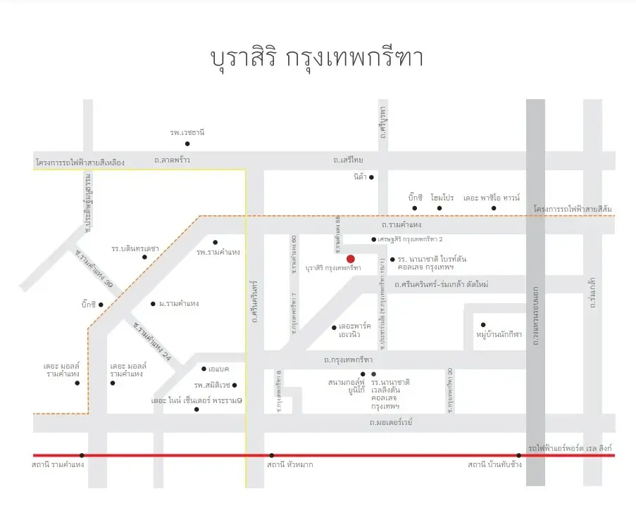 แผนที่ตั้งโครงการ บุราสิริ กรุงเทพกรีฑา