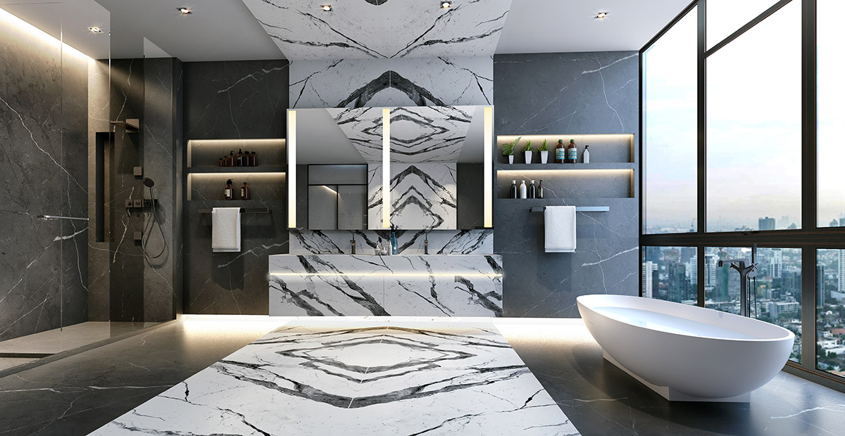 Condo Thonglor The Monument Thong Lo Marble tile bathroom